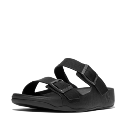 FitFlop Men's Gogh Moc Tumbled Leather Slide Sandals - All Black