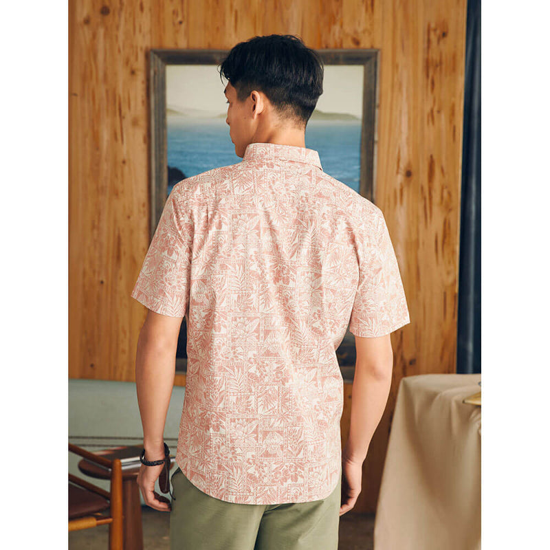 Faherty Stretch Playa Short Sleeve Sport Shirt - Rose Fish Scale