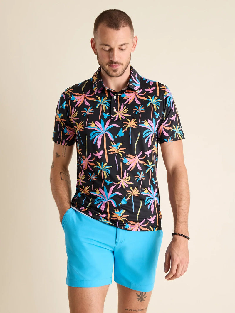 Chubbies The Black Light Night Performance Polo Shirt - Black - Pattern Base (Plaids)