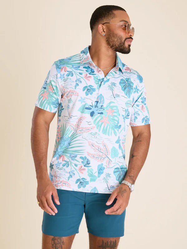 Chubbies The Brush and Shrub Performance Polo Shirt - Optic White - Pattern Base (Includes Plaids)