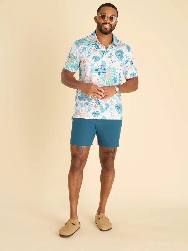 Chubbies The Brush and Shrub Performance Polo Shirt - Optic White - Pattern Base (Includes Plaids)