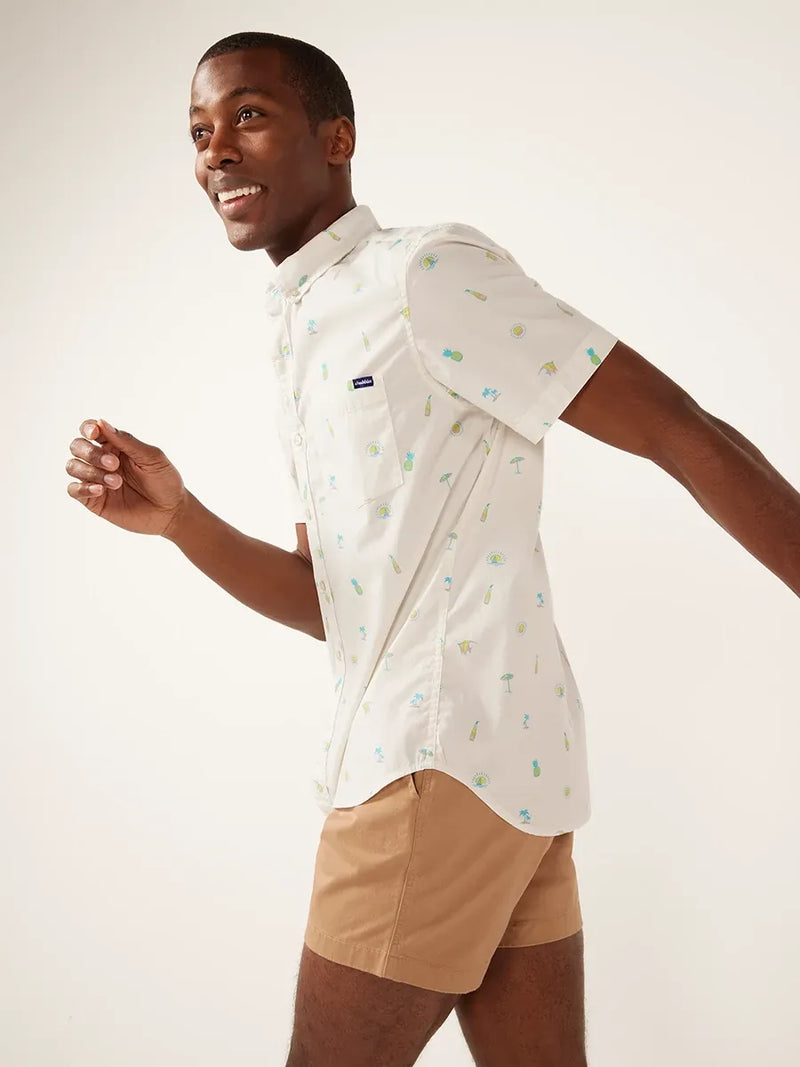 Chubbies The Straight, No Chaser Short Sleeve Sport Shirt - Off White - Pattern Base (Includes Plaids)