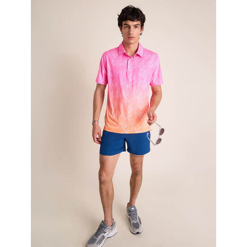 Chubbies The Sunset Succulent Performance Polo Shirt - Bright Pink