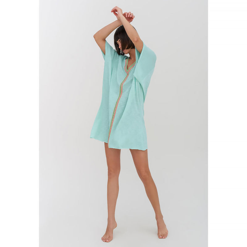 Pitusa Mini Pima Abaya Tunic Cover Up - Turquoise