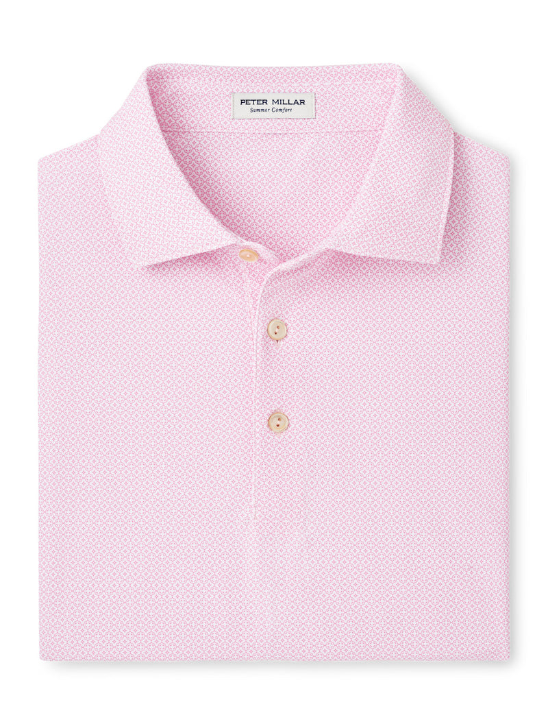 Peter Millar Men's Costa Geo Performance Mesh Polo Shirt - Pink Vale