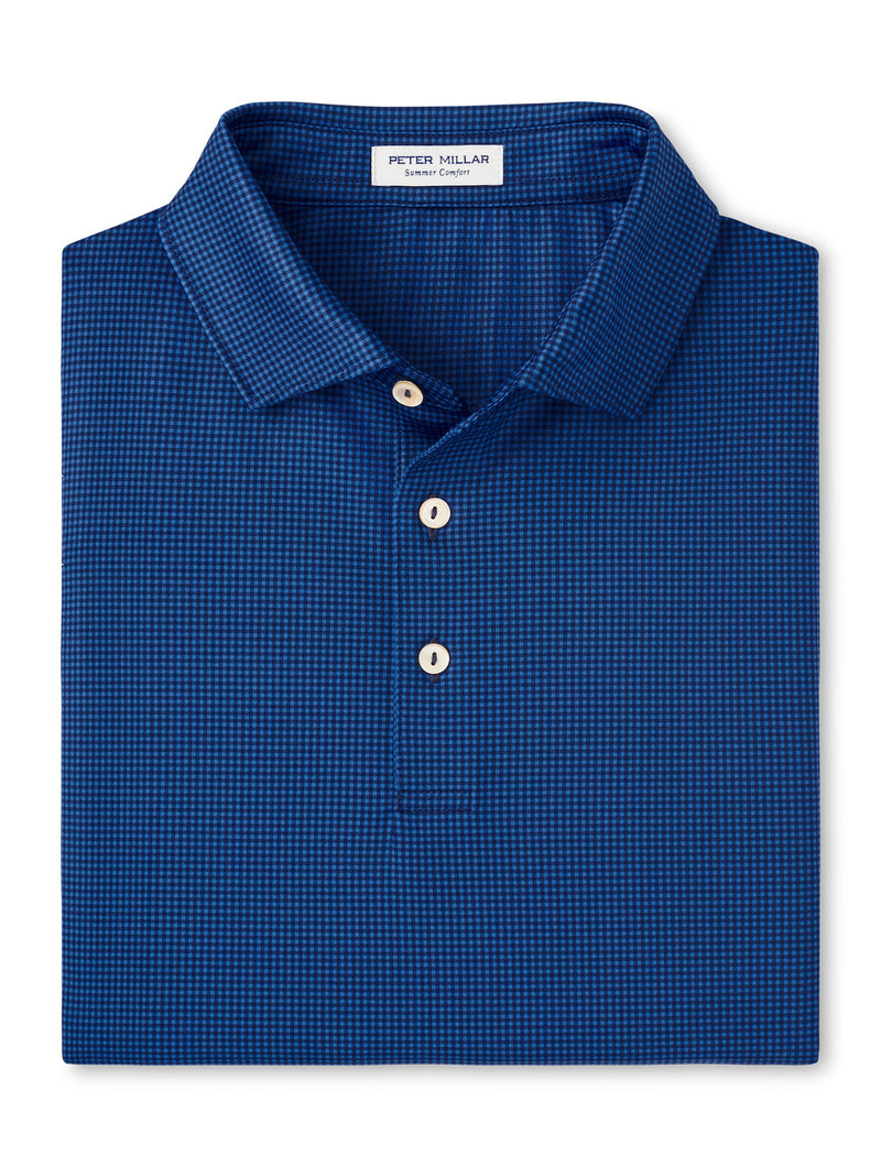 Peter Millar Men's Gingham Performance Jersey Polo Shirt - Navy
