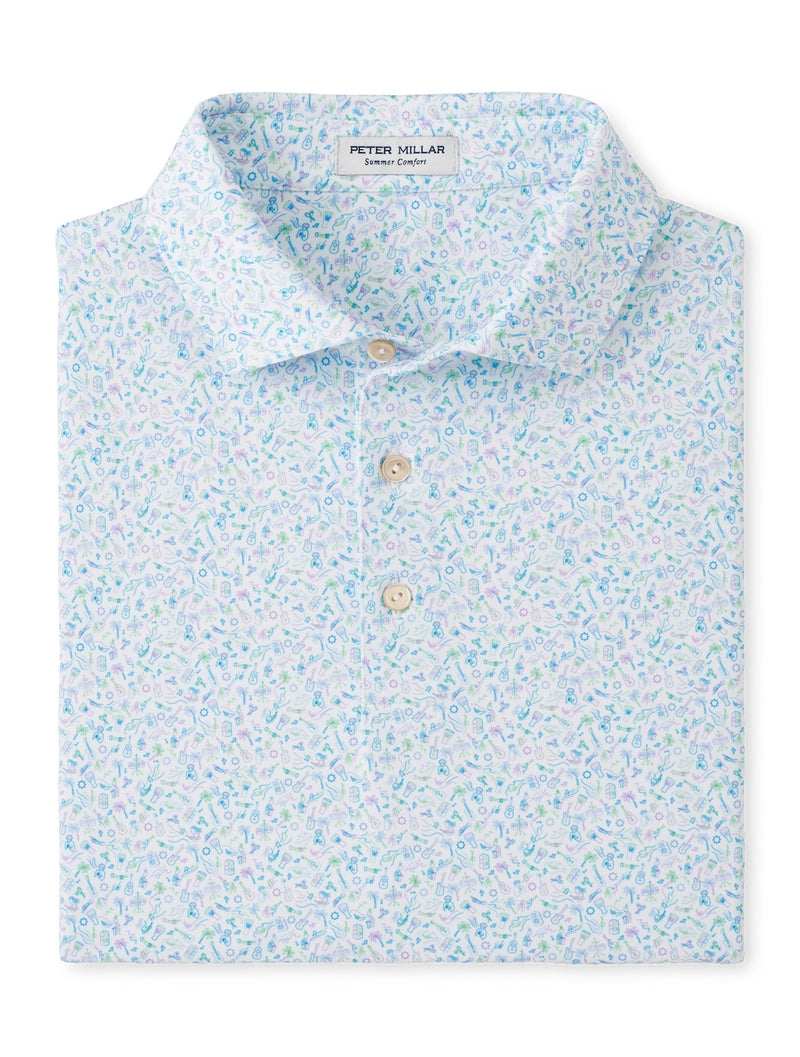 Peter Millar Men's Island Jammin Performance Jersey Polo Shirt - White