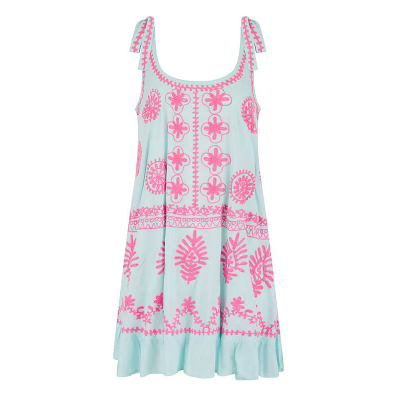 Pranella Remi Dress Cover Up - Aqua Neon Pink