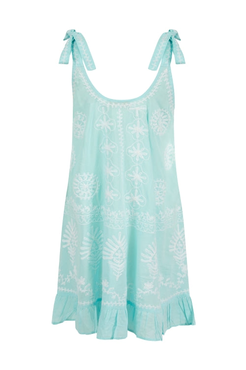 Pranella Remi Slip Dress Cover Up in Aqua / White – Island Trends
