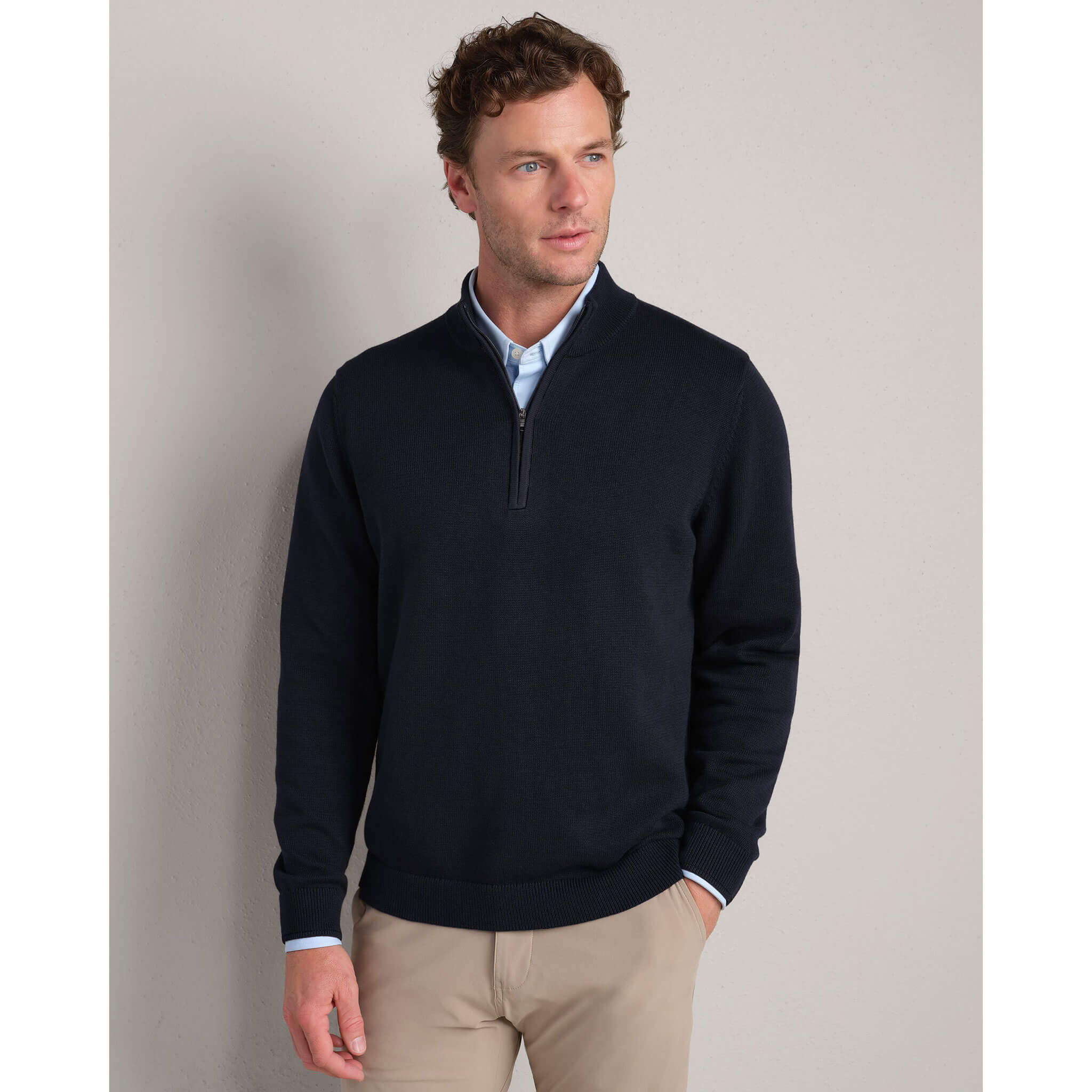Rhone Men's Commuter 1/4 Zip Pullover Sweater - True Navy