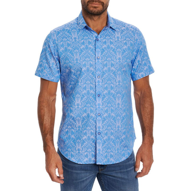 Robert Graham Highland Short Sleeve Classic Fit Sport Shirt - Light Blue