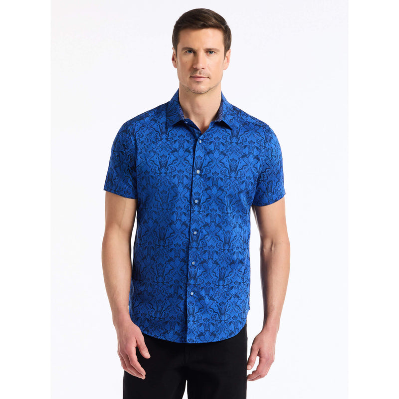 Robert Graham Highland Short Sleeve Classic Fit Sport Shirt - Navy