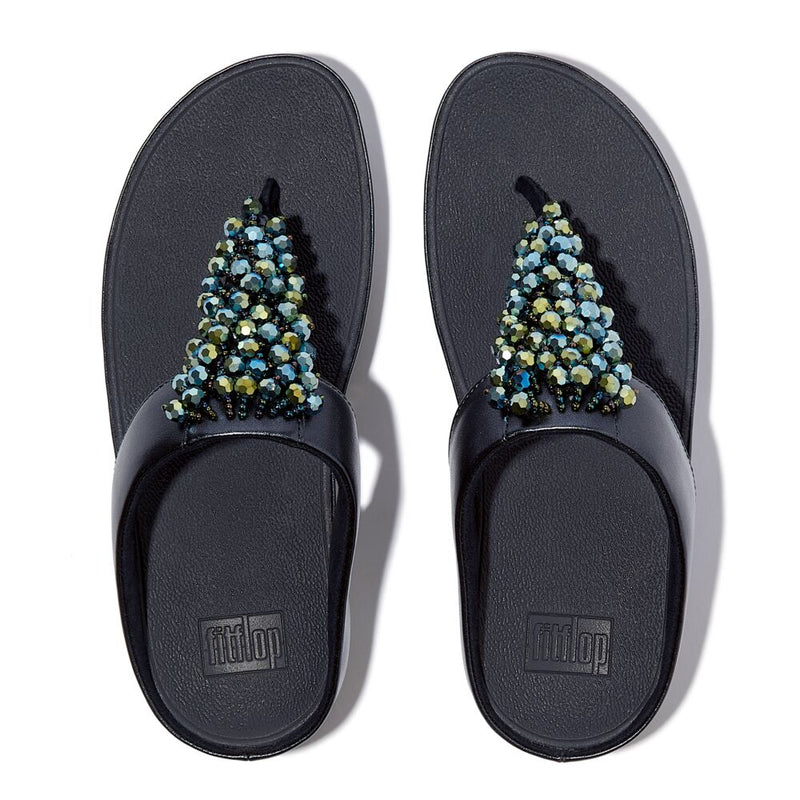 FitFlop Rumba Beaded Sandals - Metallic Midnight Navy