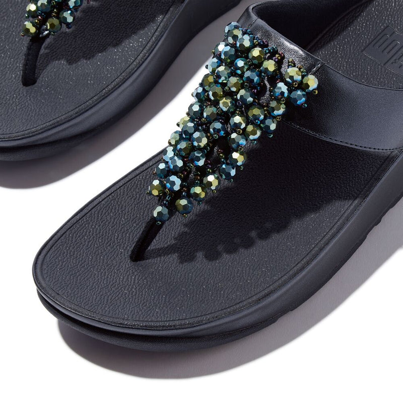 FitFlop Rumba Beaded Sandals - Metallic Midnight Navy
