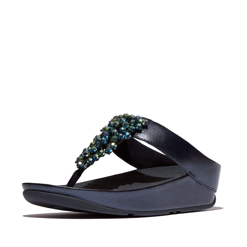 FitFlop Rumba Beaded Sandals - Metallic Midnight Navy
