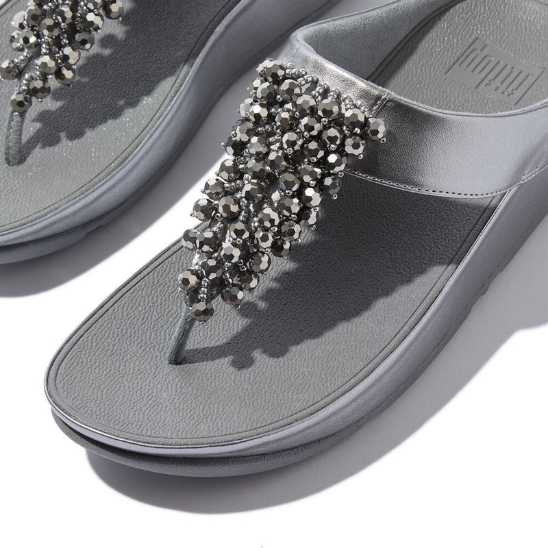 FitFlop Rumba Beaded Sandals - Silvereen