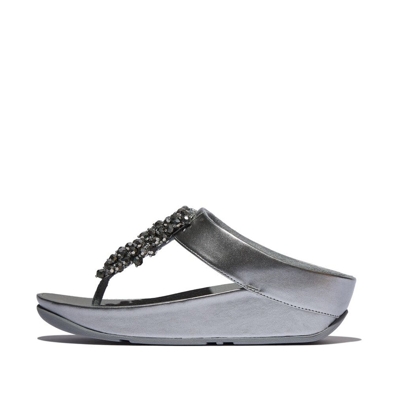 FitFlop Rumba Beaded Sandals - Silvereen