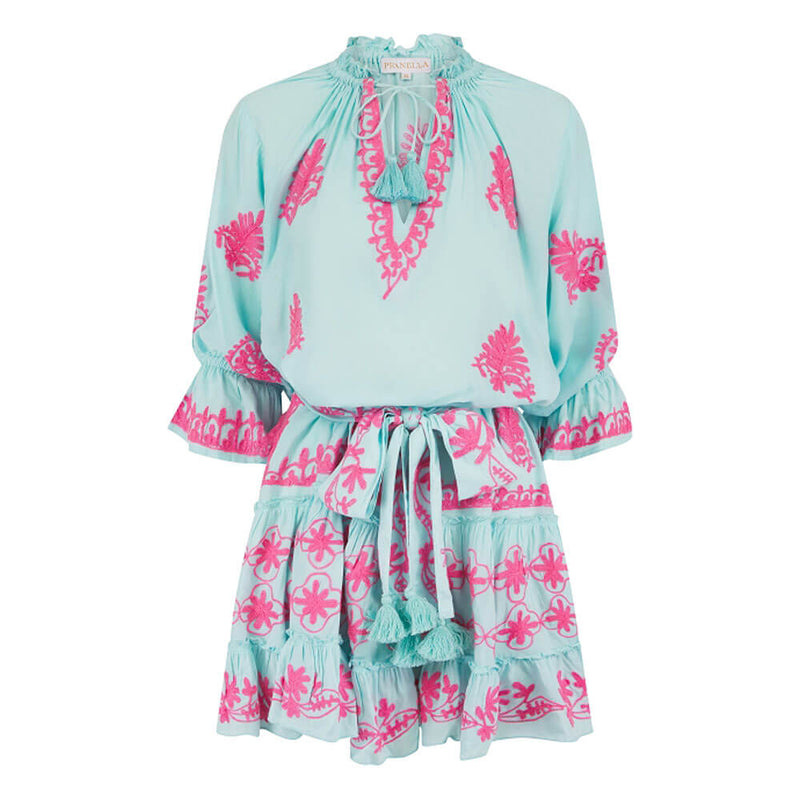 Pranella Sia Dress Cover Up - Aqua Neon Pink