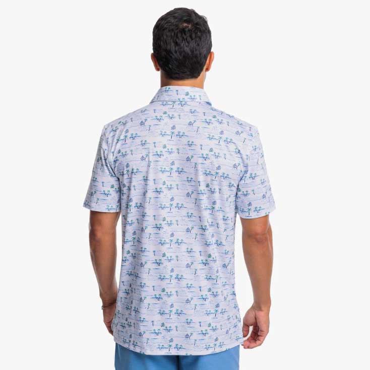 Southern Tide Driver Nice to Sea You Performance Polo Shirt - Classic White