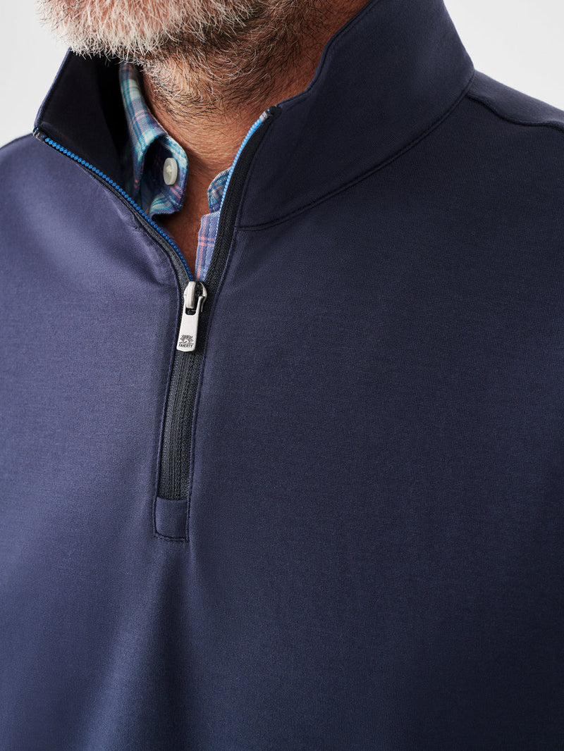 Faherty Movement Quarter Zip Pullover Sweater in Blue Nights – Island ...