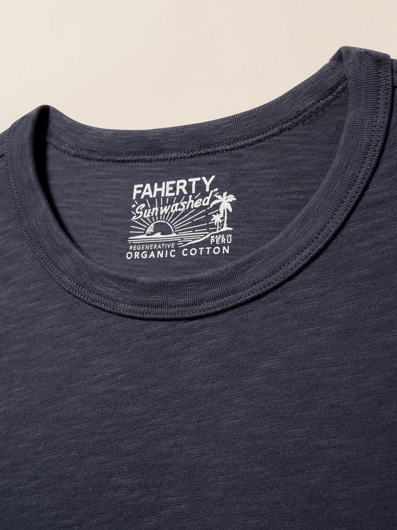 Faherty Sunwashed Long Sleeve T-Shirt - Dune Navy