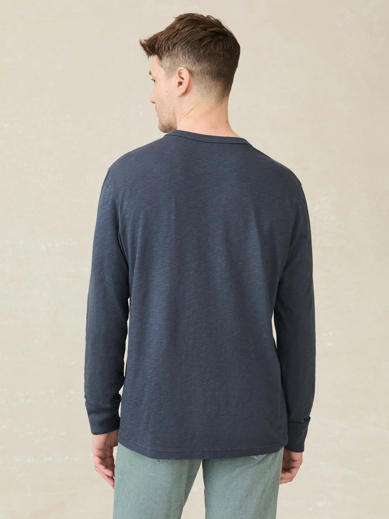 Faherty Sunwashed Long Sleeve T-Shirt - Dune Navy