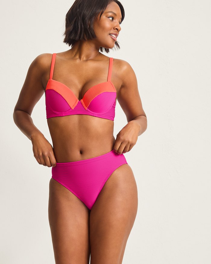 Tommy Bahama Ocean Point Colorblock Underwire Bra Top - Pink Maui
