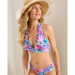 Tommy Bahama Watercolor Floral Reversible Halter Top - Dusty Lupine