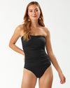 Tommy Bahama Pearl Shirred Bandeau Swimsuit - Black*