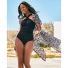 Tommy Bahama Sun Cat Off The Shoulder High Neck One Piece Swimsuit - Black*