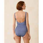 Tommy Bahama Gingham Wrap Front One Piece Swimsuit - Mare Navy *