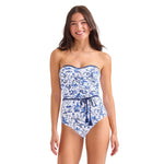 Tommy Bahama Terrazzo Tile Bandeau One Piece Swimsuit - Mountain Bluebell