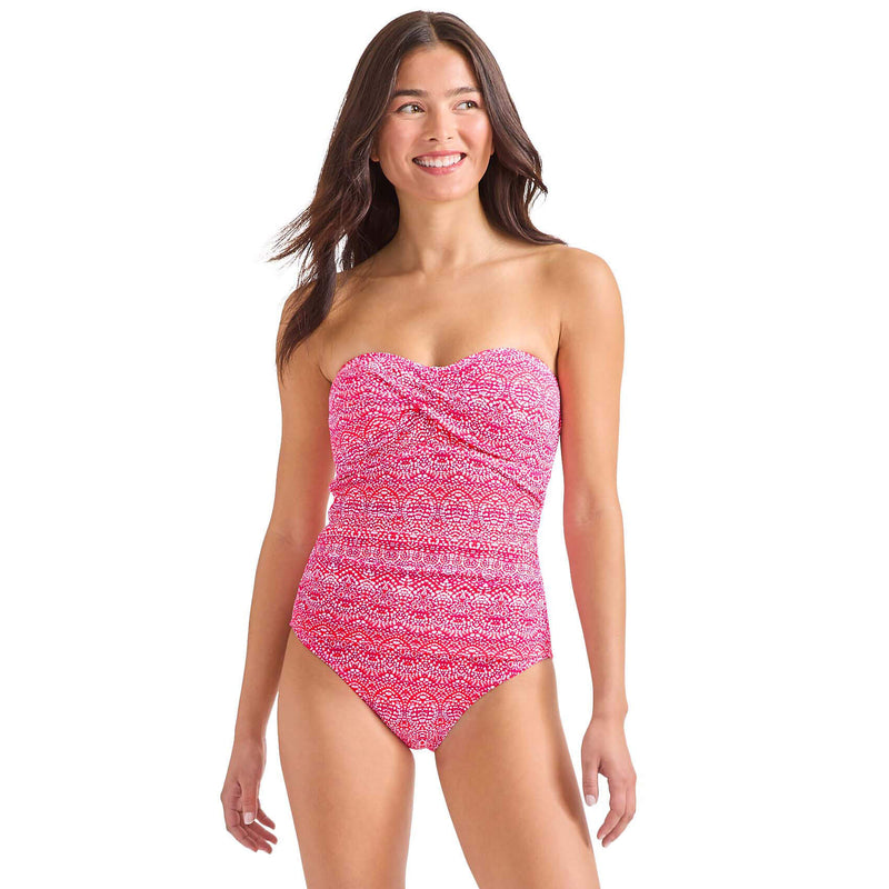 Tommy Bahama Island Cays Point Bandeau One Piece Swimsuit - Pink Maui *