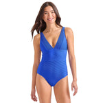 Tommy Bahama Ocean Point Over The Shoulder V Neck One Piece Swimsuit - Beach Glass Blue *