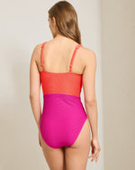 Tommy Bahama Ocean Point Colorblock Square One Piece Swimsuit - Pink Maui *