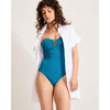 Tommy Bahama Novelty Pearl U Front Bandeau Top One Piece Swimsuit - Topaz Teal