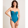 Tommy Bahama Novelty Pearl U Front Bandeau Top One Piece Swimsuit - Topaz Teal