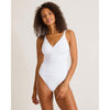 Tommy Bahama Pearl Cross Front V Neck One Piece Swimsuit - White
