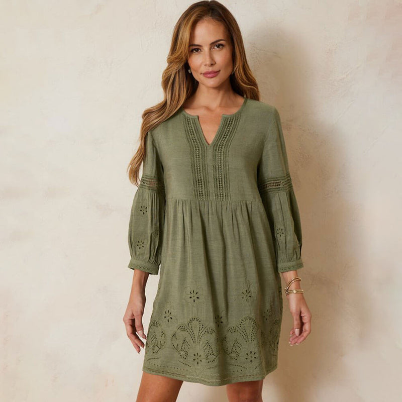 Tommy Bahama St. Lucia Split Neck Dress Coverup - Tea Leaf *