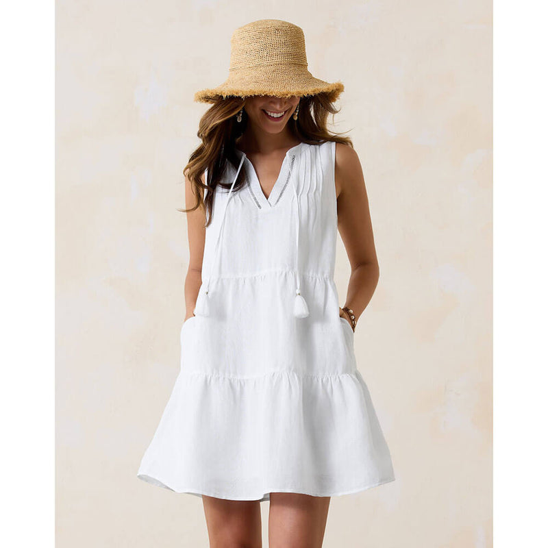 tommy bahama white dress Tommy Bahama St Lucia Sleeveless Tier Dress Cover Up in White – Island Trends