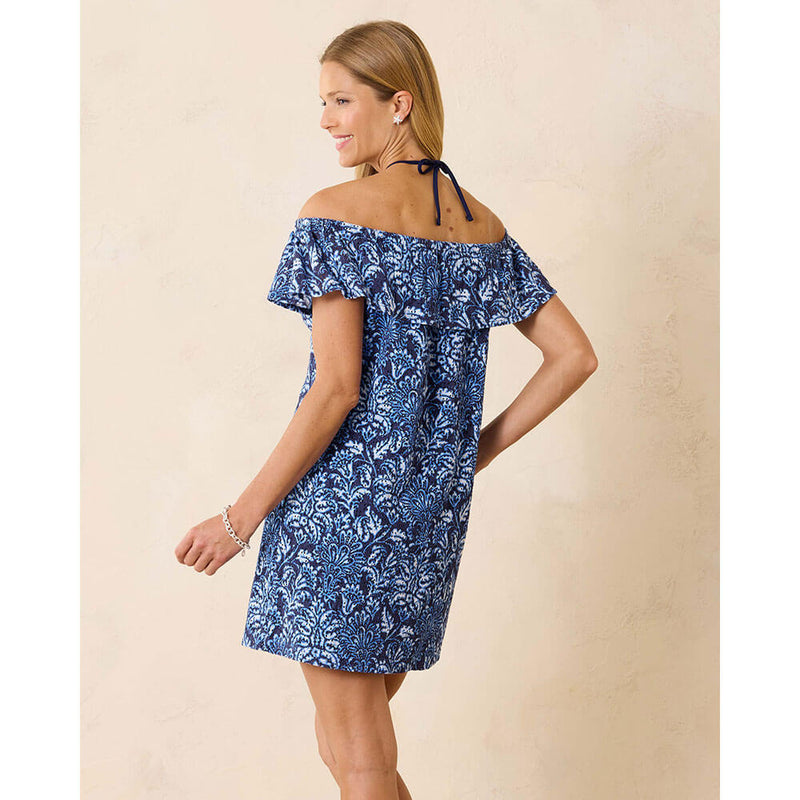 Tommy Bahama Harbour Eyelet Print Off The Shoulder Dress Cover Up - Mare Navy*