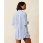 Tommy Bahama Shoreline Stripe Boyfriend Shirt Cover Up - Beaming Blue*