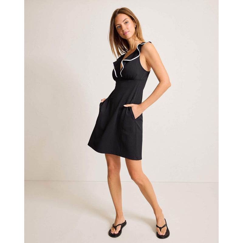 tommy bahama black dress Tommy Bahama Women's Black Drapey Ponte Sleeveless Midi Dress Black S