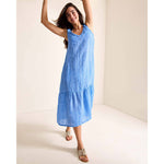 Tommy Bahama Womens Linen Tiered Midi Dress Coverup - Turkish Sea