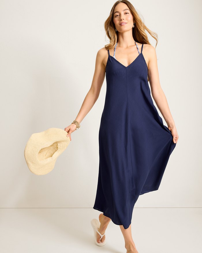 Tommy Bahama Capri Coast Bias Dress Cover Up - Mare Navy