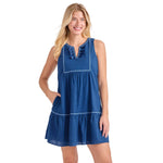 Tommy Bahama Cotton Clip Sleeveless Tiered Dress Cover Up - Indigo Tide