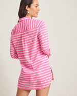 Tommy Bahama Coastline Stripe Boyfriend Shirt Cover Up - Pink Orchid