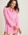 Tommy Bahama Coastline Stripe Boyfriend Shirt Cover Up - Pink Orchid