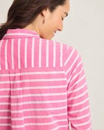 Tommy Bahama Coastline Stripe Boyfriend Shirt Cover Up - Pink Orchid