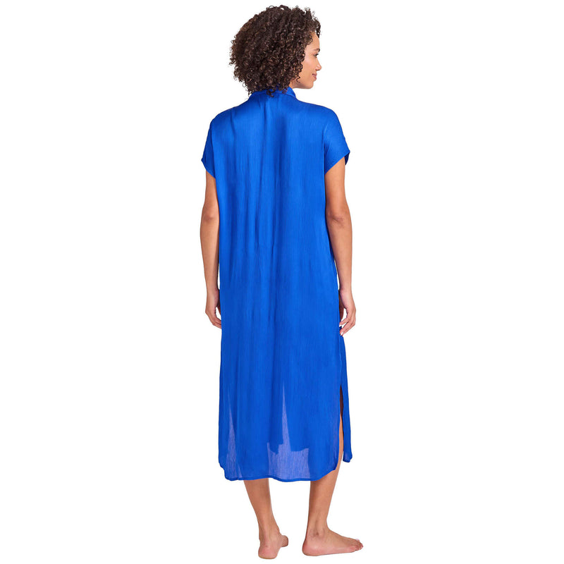 Tommy Bahama Calypso Wave Button Front Duster Cover Up - Beach Glass Blue